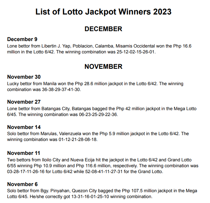 November 14 2023 6/42 lotto result